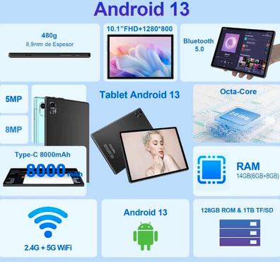 Tablet de 10 pulgadas, 128 GB ROM + 512 GB, tableta Android, 2.4G/5G, WiFi,  1920 x 1200 IPS Tabletas certificadas por Google, 8 núcleos, cámara de 13