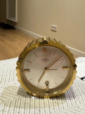 Reloj despertador vintage de latón de 8 días Swiza, Suiza