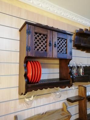 Platero de madera con cajones estantes decoración rustico para cocina