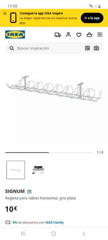 SIGNUM Regleta para cables horizontal, gris plata - IKEA
