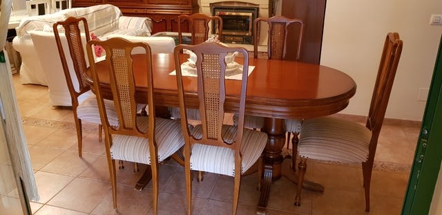 Milanuncios - comedor madera maciza con 6 sillas