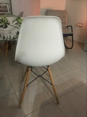 Silla ESTILO Nórdico Blanca Asiento de Madera - Desvan Vintage