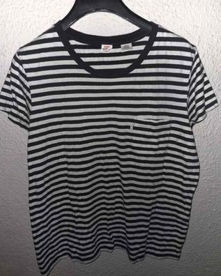 Camiseta de hombre con rayas blancas y negras, camiseta de manga corta con  cuello redondo de diseñador unisex con rayas horizontales vintage de los  años 90 Regalos -  España