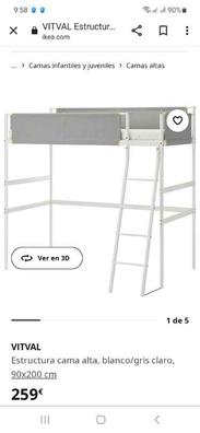 VITVAL estructura cama alta+escritorio, blanco/gris claro, 90x200 cm - IKEA