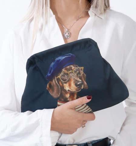 Milanuncios - Bolso azul marino estampado perro