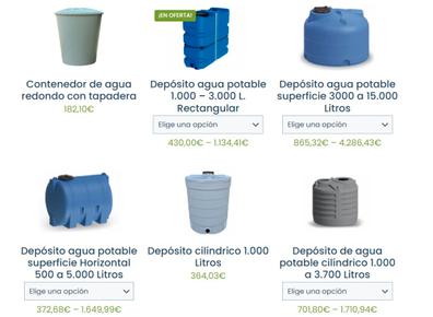 Depósito agua potable 1.000 - 3.000 L. Rectangular
