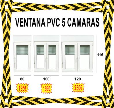 Ventana de PVC oscilobatiente con persiana color nogal de 160 x 118,5 cm - Ventanas  Aluminio o PVC