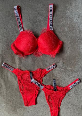 Interior Conjunto Victoria Secret Rojo Rojo Conjuntos Ropa