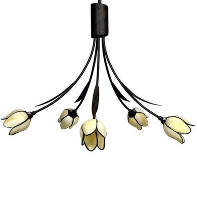 Lámpara de mesa 25*48 metal blanco y dorado envejecido tulipa