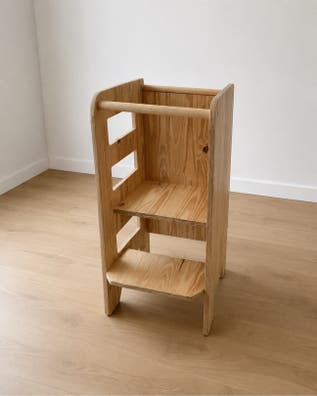 Learning Tower De Madera Con Tobogán – Torre Montessori Para Niños, Plataforma De Aprendizaje De 3 Alturas, 100% Made In Italy