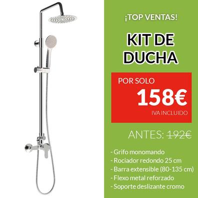 Barra de ducha extensible para colocar flexo tubo redondo 65 cm largo