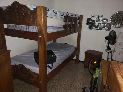  Estructura de cama doble de madera maciza con cama nido  extraíble, moderna litera con escalera y barrera de seguridad para niños,  adolescentes y adultos, se puede convertir en 2 camas, no