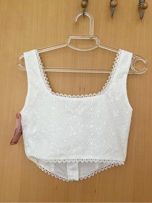 Bustier Crop Top Shein Blanco BUSTIER BLANCO CON BORDADO GOLDBY