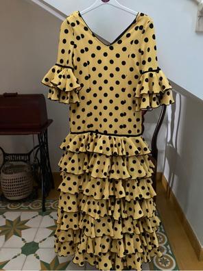 Vestido de flamenca 009 para niña estampado de flores amarillas y