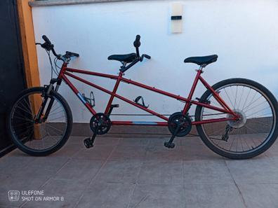 Bicicleta tándem de alambre de aluminio en miniatura con cesta. -   España