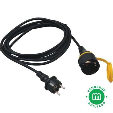 Cable Alargador de Corriente IP20 H05VV Alargador Cable 3m Color Negro