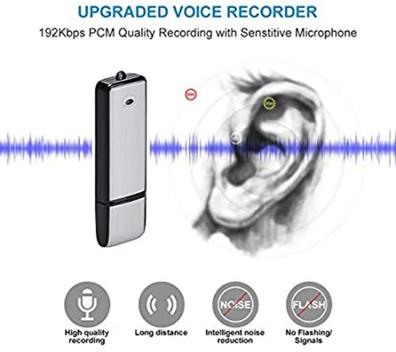 Grabadora de voz de llavero: grabación de sonido secreta oculta + memoria  de 8 GB + detección de sonido