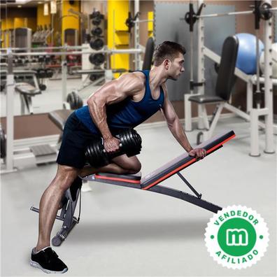 Banco de Pesas Plegable Máquina de Musculación Multifunción Negro Cuero y  Acero 123.6x56x90-111cm - Lua Sports