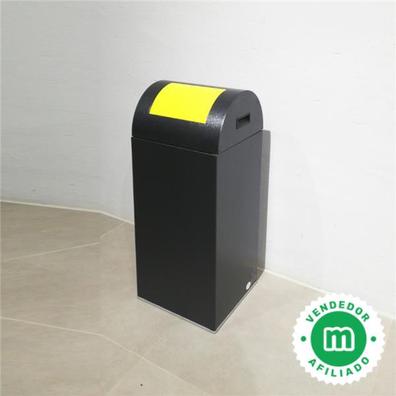 Cubo de basura de plástico con asas metálicas, contenedor de residuos,  papelera con tapa, reciclaje, industrial, hog