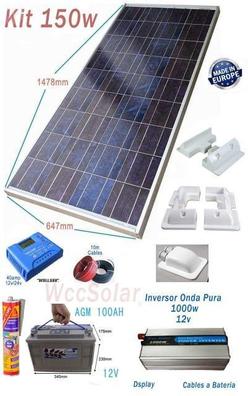 Kit placa solar fotovoltaico 150W 12V Batería 200Ah AGM Regulador