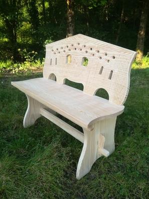 Banco de jardín, banco de jardín de madera con respaldo y reposabrazos,  banco de patio para 2 personas, resistente a la intemperie, diseño rústico  de