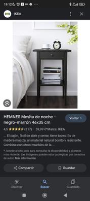 HEMNES Mesita de noche, negro-marrón, 46x35 cm - IKEA