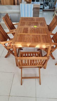 Conjunto mesa plegable redonda de 90cm + 4 sillas de balcón JAVA LIGHT