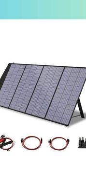 DOKIO Kit de panel solar plegable portátil de 160 W y 18 V (22 x 21  pulgadas, 9 libras) cargador solar con controlador 2 salidas USB para  cargar