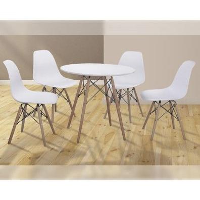 SSLine Juego de mesa y silla de bar de 5 piezas, moderno juego de mesa de  comedor industrial de madera, juego de mesa de comedor de altura de