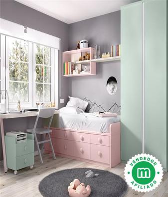 Dormitorio completo con cama alta combinada con escritorio MOBI - Diseño de  muebles
