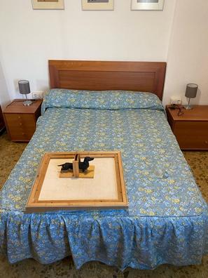 Cabecero tapizado 140x100 cm gris, para cama 135, patas de madera NAPOLES