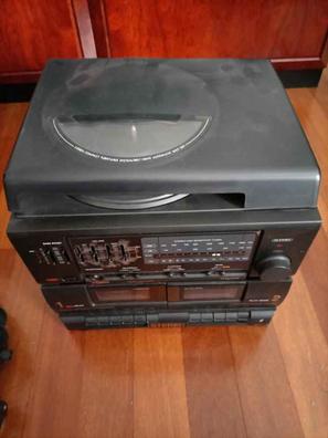 Reproductor de cassette tocadiscos de vinilo Vintage con doble CD