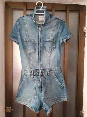 cuello halter mono denim bershka