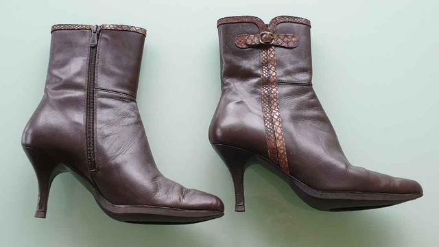 Milanuncios Botines mujer piel tacón fino 37 marrón