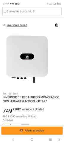 Milanuncios - HUAWEI inversor monofásico 6kw y BMS