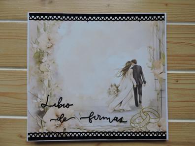  Libro de firmas bodas: Libro de invitados personalizado y  moderno para dejar recuerdos y huellas a los novios en su boda - Idea de  regalo o detalle de  Portada rosa.
