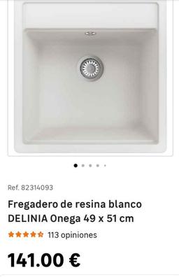 Fregadero de resina blanco DELINIA Onega 49 x 51 cm