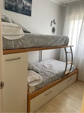 Litera completa con cama nido, escalera, barra de protección y cajones de  almacenamiento, montaje sencillo (gris)