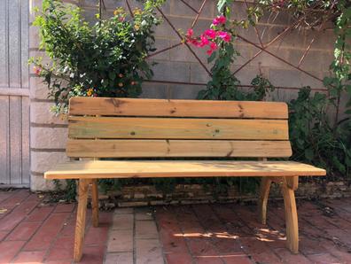Bancos de madera para exteriores resistentes a la intemperie, banco de  jardín de madera maciza para dos personas, banco grande para patio, porche