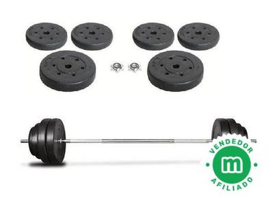 SET DE PESAS 55KG CON BARRA CURVA