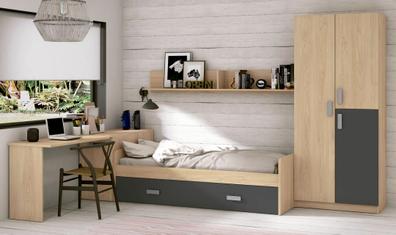 Dormitorio Juvenil con litera, armario y escritorio Ref YH309