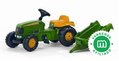 Tractor de Pedales rollyFarmtrac John Deere 6210R con pala y Remolque de 2  Ejes