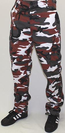 Pantalones militares bolsillos Red Camo