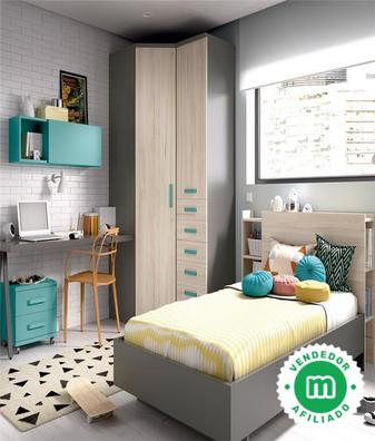 Dormitorio Juvenil con cama de 90, armario y escritorio Ref YH607