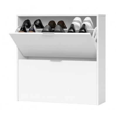 Zapatero con 3 Puertas, Mueble para Zapatos Estrecho en Color Blanco,  Medidas: 111 cm (Alto) x