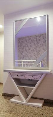 Mesa consola de pasillo de madera moderna de 1000 mm con almacenamiento y  patas de metal, color blanco