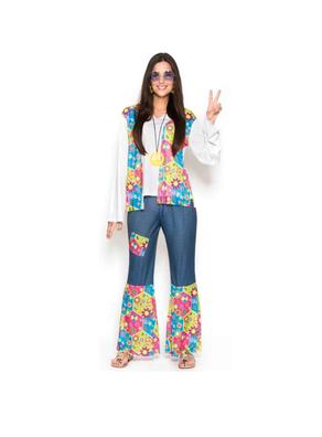 Disfraz de Hippie Azul en Talla Grande para Mujer