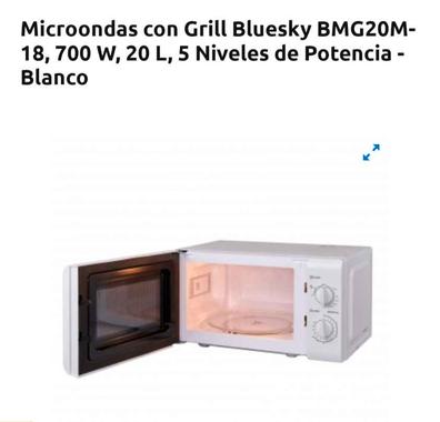 Microondas con Grill Bluesky BMG20M-18, 700 W, 20 L, 5 Niveles de Potencia  - Blanco