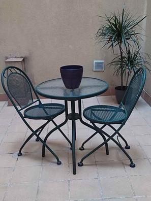 Muebles de exterior, mesa de centro de patio, mesa rectangular de metal, de  aluminio y plástico, con patas de acero para bistró, patio, porche