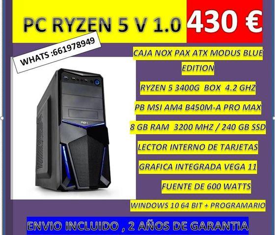 Milanuncios RYZEN 5 3400G BOX 4.2 GHZ 8GB RAM